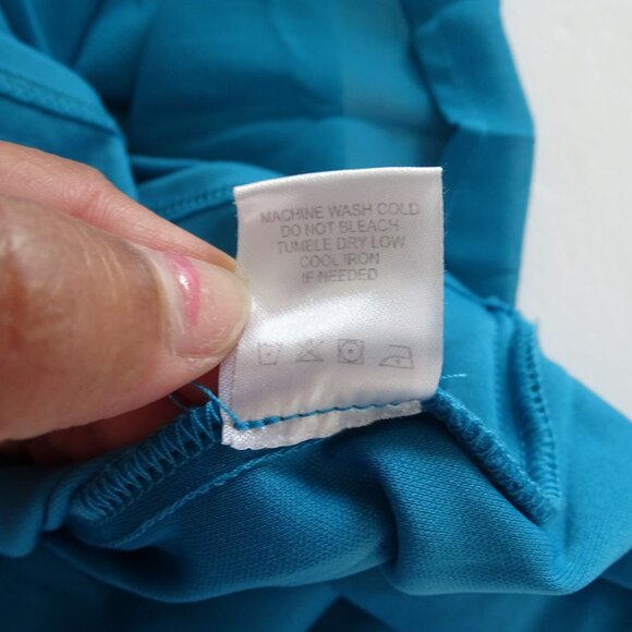 Chloe Rene Sleeveless Pleated V-Neck Blue Shift Dress Women Size M Lined Flowing - Picture 7 of 9